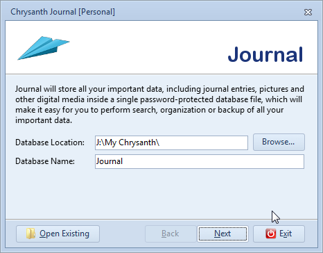 Determine new journal database location and name